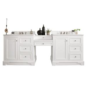 De Soto 94IN Double Vanity Set Bright White w/ 3 CM White Zeus Silestone Top