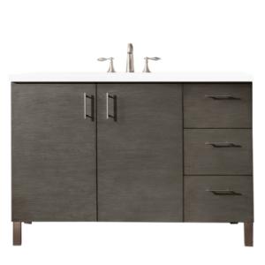 Metropolitan 48IN Single Vanity Silver Oak w/ 3 CM White Zeus Silestone Top