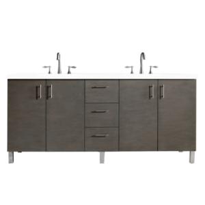Metropolitan 72IN Double Vanity Silver Oak w/ 3 CM White Zeus Silestone Top