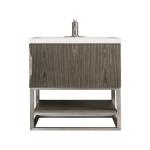Columbia 24IN Single Vanity Ash Gray Brushed Nickel w/ White Glossy Composite Stone Top
