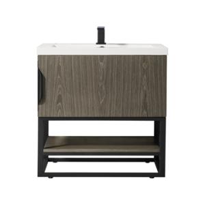 Columbia 24IN Single Vanity Ash Gray Matte Black w/ White Glossy Composite Stone Top