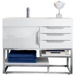 Columbia 36IN Single Vanity Cabinet Glossy White Brushed Nickel