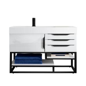 Columbia 36IN Single Vanity Glossy White Matte Black w/ Glossy White Composite Stone Top
