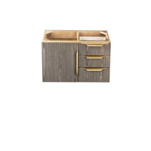 Columbia 36IN Single Wall Mount Vanity Cabinet Ash Gray Radiant Gold