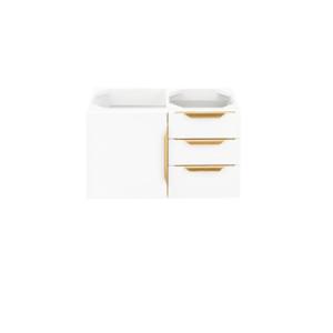 Columbia 36IN Single Wall Mount Vanity Cabinet Glossy White Radiant Gold