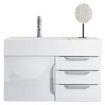 Columbia 36IN Single Wall Mount Vanity Glossy White Brushed Nickel w/ Glossy White Composite Stone Top