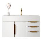 Columbia 48IN Single Wall Mount Vanity Glossy White Radiant Gold w/ Glossy White Composite Stone Top