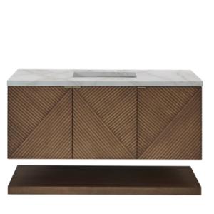 Marcello 48IN Single Vanity Chestnut w/ 3 CM Victorian Silver Silestone Top