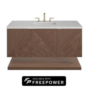 Marcello 48IN Single Vanity Chestnut w/ 3 CM Eternal Jasmine Pearl Silestone Top w/ Faucet Plate