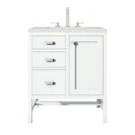 Addison 30IN Single Vanity Glossy White w/ 3 CM Lime Delight Silestone Top