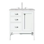 Addison 30IN Single Vanity Glossy White w/ 3 CM Victorian Silver Silestone Top