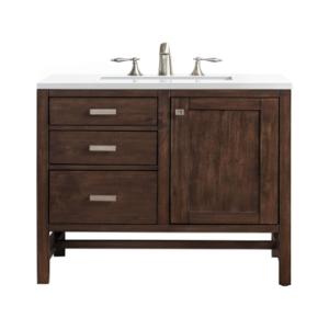 Addison 30IN Single Vanity Mid-Century Acacia w/ 3 CM White Zeus Silestone Top