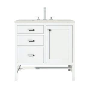 Addison 36IN Single Vanity Glossy White w/ 3 CM Lime Delight Silestone Top