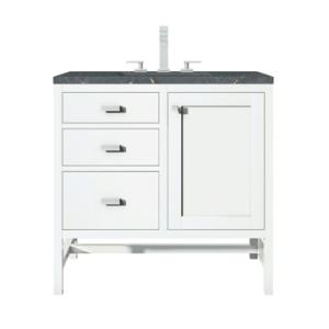 Addison 36IN Single Vanity Glossy White w/ 3 CM Parisien Bleu Silestone Top