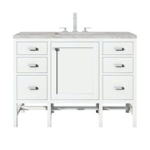 Addison 48IN Single Vanity Glossy White w/ 3 CM Victorian Silver Silestone Top