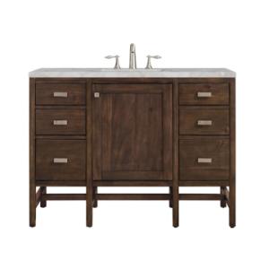 Addison 48IN Single Vanity Mid-Century Acacia w/ 3 CM Victorian Silver Silestone Top