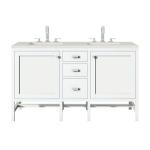 Addison 60IN Double Vanity Glossy White w/ 3 CM Lime Delight Silestone Top