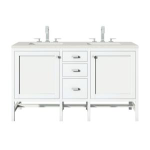 Addison 60IN Double Vanity Glossy White w/ 3 CM Lime Delight Silestone Top