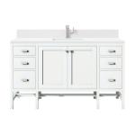 Addison 60IN Single Vanity Glossy White w/ Single Hole 3 CM White Zeus Silestone Top & Backsplash