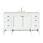 Addison 60IN Single Vanity Glossy White w/ 3 CM Lime Delight Silestone Top