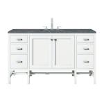 Addison 60IN Single Vanity Glossy White w/ 3 CM Parisien Bleu Silestone Top