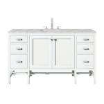 Addison 60IN Single Vanity Glossy White w/ 3 CM Victorian Silver Silestone Top