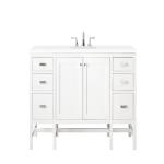 Addison 60IN Single Vanity Glossy White w/ 3 CM White Zeus Silestone Top