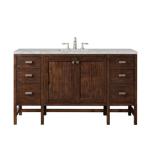 Addison 60IN Single Vanity Mid-Century Acacia w/ 3 CM Victorian Silver Silestone Top