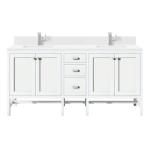 Addison 72IN Double Vanity Glossy White w/ Single Hole 3 CM White Zeus Silestone Top & Backsplash