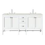 Addison 72IN Double Vanity Glossy White w/ 3 CM Lime Delight Silestone Top