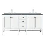 Addison 72IN Double Vanity Glossy White w/ 3 CM Parisien Bleu Silestone Top