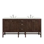 Addison 72IN Double Vanity Mid-Century Acacia w/ 3 CM Lime Delight Silestone Top