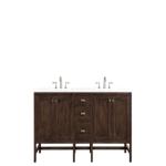 Addison 72IN Double Vanity Mid-Century Acacia w/ 3 CM White Zeus Silestone Top