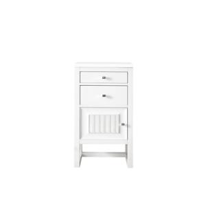 Athens 15IN Base Cabinet w/ Drawers and Left Door Glossy White w/ 3 CM White Zeus Silestone Top