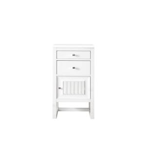 Athens 15IN Base Cabinet w/ Drawers and Right Door Glossy White w/ 3 CM White Zeus Silestone Top