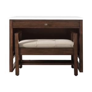 Athens 30IN Countertop Unit (makeup counter) Mid Century Acacia w/ 3 CM White Zeus Silestone Top