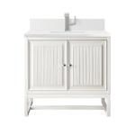 Athens 30IN Single Vanity Glossy White w/ Single Hole 3 CM White Zeus Silestone Top & Backsplash