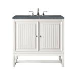 Athens 30IN Single Vanity Glossy White w/ 3 CM Parisien Bleu Silestone Top