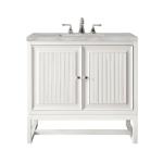 Athens 30IN Single Vanity Glossy White w/ 3 CM Victorian Silver Silestone Top