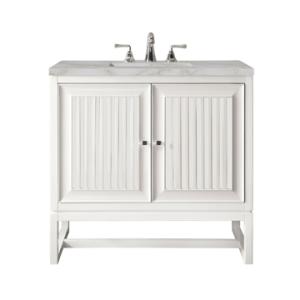 Athens 30IN Single Vanity Glossy White w/ 3 CM Victorian Silver Silestone Top