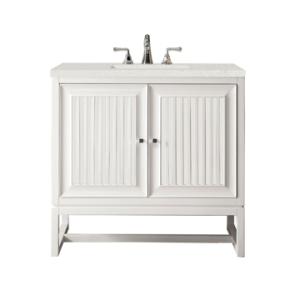 Athens 36IN Single Vanity Glossy White w/ 3 CM Lime Delight Silestone Top