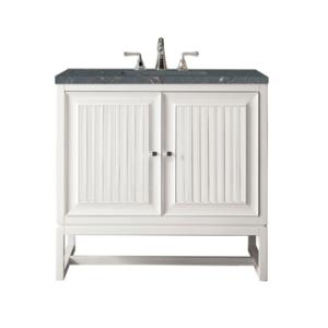 Athens 36IN Single Vanity Glossy White w/ 3 CM Parisien Bleu Silestone Top