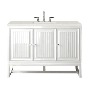 Athens 48IN Single Vanity Glossy White w/ 3 CM Lime Delight Silestone Top