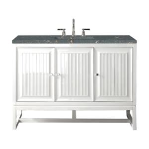 Athens 48IN Single Vanity Glossy White w/ 3 CM Parisien Bleu Silestone Top