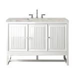 Athens 48IN Single Vanity Glossy White w/ 3 CM Victorian Silver Silestone Top