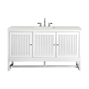 Athens 60IN Single Vanity Glossy White w/ 3 CM Lime Delight Silestone Top