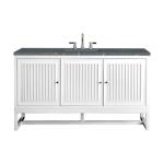 Athens 60IN Single Vanity Glossy White w/ 3 CM Parisien Bleu Silestone Top