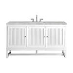 Athens 60IN Single Vanity Glossy White w/ 3 CM Victorian Silver Silestone Top