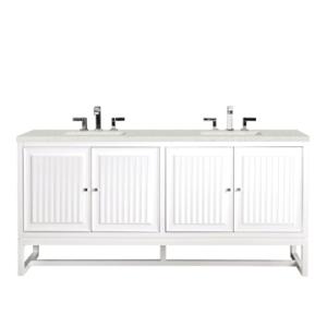 Athens 72IN Double Vanity Glossy White w/ 3 CM Lime Delight Silestone Top