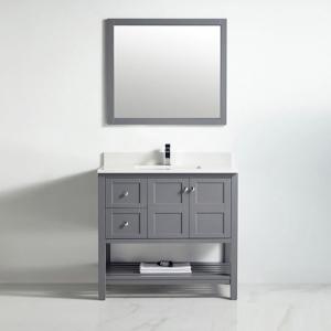 Austin Collection 36" Left Vanity (Solid Wood) - Rock Grey - Call for Price